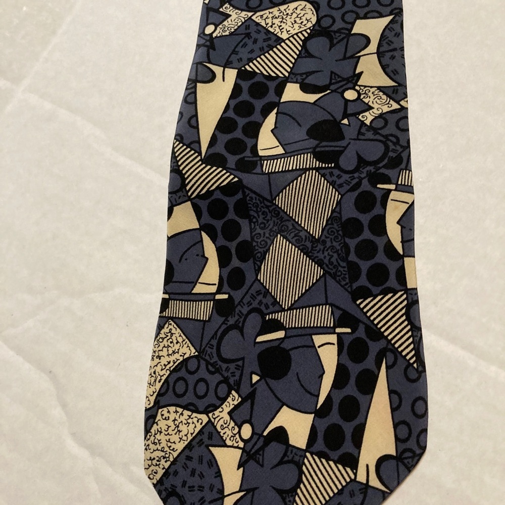 Romero Britto Blue  silk Tie